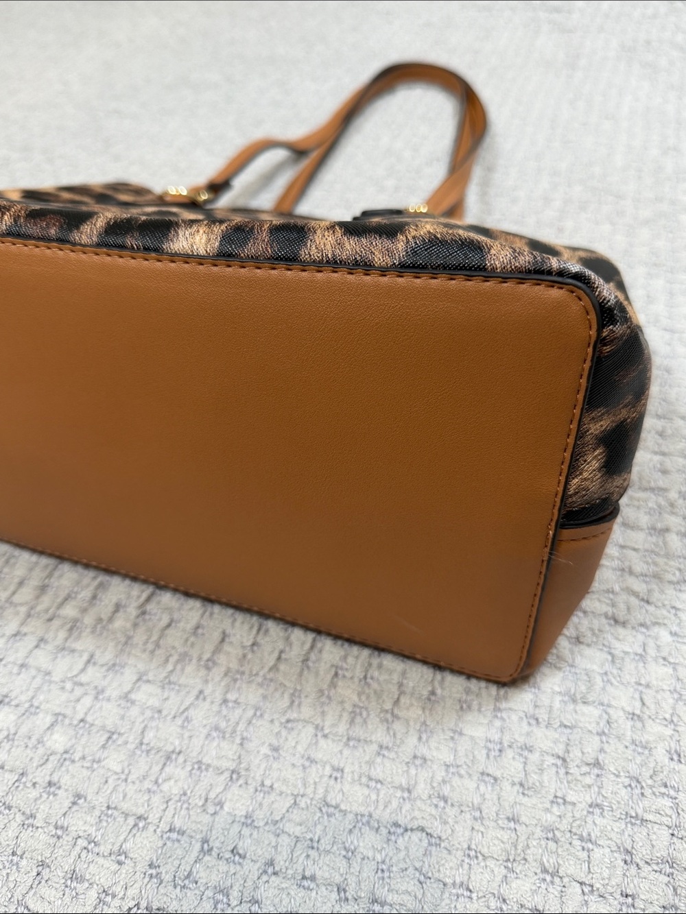 Nanette Lapore Liam Triple Section Shoulder Bag Cheetah Print Tan Vegan Leather - Picture 7 of 14